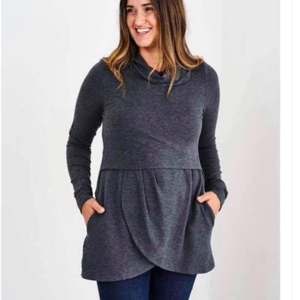 Grey petal front nursing pullover